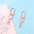 Pink metal U-shaped swivel keychain lobster clasps for DIY crafts and jewelry making accessories. - Gate Buckle + Lobster Clasp / Light Pink