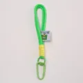 Color-blocking lanyard keychain with double carabiners, stylish paracord phone charm strap. - Green