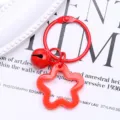 Red acrylic star keychain with metal bell and ring, cute dopamine bag pendant accessory. - Red Solid Five-Pointed Star + 3cm Ring + 14mm Bell