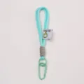 Contrast color woven lanyard keychain variant in mint green and grey with metal carabiners. - Lake Blue