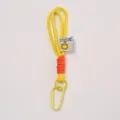 Colorful woven lanyard keychain with metal carabiner clip, ideal for phone or bag charm. - Yellow