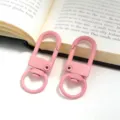 Pink metal U-shaped snap hooks, keychain DIY hardware accessories, 33mm colored metal clasp set. - Pink Gate Buckle