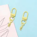 Yellow painted metal swivel U-shaped lobster clasp keychain DIY jewelry hanging accessory. - Gate Buckle + Lobster Clasp / Light Yellow