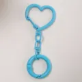 Hellblaue Herz Metall Schlüsselanhänger DIY Tasche Zubehör Federring Anhänger Clip - Blau