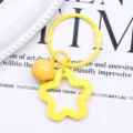 Yellow star keychain pendant with bell, cute dopamine style earphone case bag accessory. - Yellow Solid Five-Pointed Star + 3cm Ring + 14mm Bell