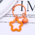 Orange star keychain cute dopamine bag charm metal ring pendant aesthetic backpack accessory - Orange Solid Five-Pointed Star + 3cm Ring + 14mm Bell