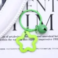 Green star keychain pendant cute acrylic keyring with small bell for couple bag decoration. - Green Solid Five-Pointed Star + 3cm Ring + 14mm Bell