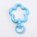 Light blue painted flower shaped swivel spring clasp key ring DIY craft jewelry accessory - Plum Blossom Spring Buckle / Blue