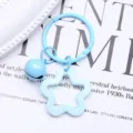 Colorful star acrylic keychain with bell cute dopamine bag charm earphone case pendant - Blue Solid Five-Pointed Star + 3cm Ring + 14mm Bell
