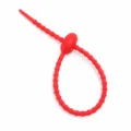 Red silicone cable tie keychain pendant DIY bag accessory data wire organizer strap 22cm - Red - Tadpole Buckle