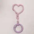 Buntes herzförmiges Schlüsselanhänger Metall Karabiner Tasche Anhänger DIY handgemachte Zubehör - Hellviolett