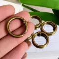 Bronze zinc alloy spring O rings, vintage metal snap hook for DIY bag charms and keychains. - 23mm Spring Ring / Bronze
