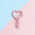 Pink heart keychain zinc alloy lobster clasp DIY jewelry accessory cute metal bag pendant. - Heart Buckle + Figure-8 Buckle / Pink