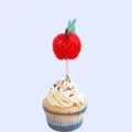 Κόκκινο topper cupcake κηρήθρας μήλου με οδοντογλυφίδα, ιδανικό για πάρτι και διακόσμηση - Φανάρι