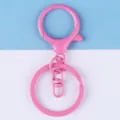 Pink metal lobster clasp keychain accessory, sweet candy color DIY craft hanging ring part. - Pink Painted Round Dragon Buckle 3-Piece Set
