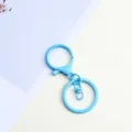 Hellblaue Legierung Schlüsselanhänger Hardware Karabinerhaken flacher Ring DIY Zubehör - Blau Karabinerverschluss Dreiteiliges Set