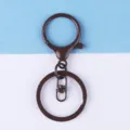 Brown metal lobster clasp keychain accessory detail, hardware connector ring for DIY crafts. - Brown Painted Round Dragon Buckle 3-Piece Set