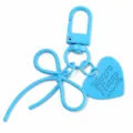 Blauwe legering holle strik sleutelhanger met hart hanger tas accessoire stijlvol - Blauw