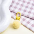 Cute yellow plush pom pom keychain candy color fluffy bag pendant fluffy charm accessory - Plush Ball + Clasp / Yellow