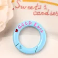 Blue Round Spring Ring Colorful Letter Good Luck Keychain Bag Pendant DIY Accessory Part - Blue Letter Spring Buckle