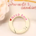 Round spring clasp keyring buckle colorful metal bag charm DIY jewelry accessory hardware parts - Beige Letter Spring Buckle