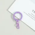 Lila Federring Schlüsselanhänger mit viergliedriger Kette, langlebiges DIY Metallaccessoire. - Federring mit vierteiliger Kette / Lila