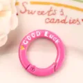 Pink round spring clasp snap hook for DIY keychain bag strap charm accessories jewelry making - Rose Red Letter Spring Buckle