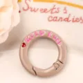 Colorful round spring ring buckle keychain bag clasp DIY metal jewelry pendant accessory - Light Coffee Letter Spring Buckle