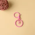 Pink metal lobster clasp keychain variant, candy color metal ring accessory for DIY craft. - Rose Red Painted Round Dragon Buckle 3-Piece Set