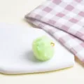 Fluffy green faux rabbit fur pom pom keychain charm cute DIY pendant bag accessory for women - Plush Ball / Green
