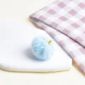 Faux rabbit fur pom pom charm in light blue, cute fluffy keychain DIY pendant accessory. - Plush Ball / Blue
