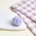 Faux rabbit fur pom pom ball keychain pendant in light purple, cute DIY accessory decoration. - Plush Ball / Purple