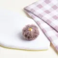 Fluffy plush ball keychain DIY pendant, cute faux rabbit fur charm accessory variant view. - Plush Ball / Coffee