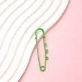 Green 6.5cm candy color safety pin waist buckle, three-hole painted brooch DIY jewelry accessory. - Green