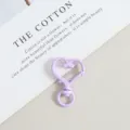 Light purple heart spring snap clasp for DIY jewelry making, cute keychain clasp charm. - Light Purple
