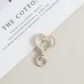 Beige heart shaped spring clasp, painted metal DIY keychain jewelry making accessory. - Brown