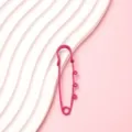Candy colored 3-hole metal safety pin brooch, vibrant enamel DIY jewelry accessory. - Rose Red