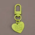 Light green heart metal keychain alloy bag pendant DIY handmade fashion charm accessory. - Fruit Green