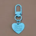 Light blue heart pendant keychain metal alloy DIY bag charm cute accessory for keys - Blue