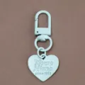 Light blue metal keychain with heart pendant DIY bag accessory alloy keyring charm - Light Blue