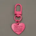 Pink alloy heart keychain bag pendant DIY handmade accessory and metal keyring charm - Rose Red