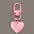 Pink alloy keychain with heart pendant DIY bag charm cute keyring accessory for handmade craft - Pink
