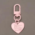 Pink alloy DIY keychain bag charm featuring a lobster clasp and cute heart pendant accessories. - Light Pink
