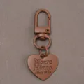 Brown heart keychain pendant alloy bag charm DIY handmade accessory with lobster clasp - Coffee