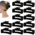 Set di mollette per capelli rettangolari opache nere, grandi pinze artiglio in plastica. - Set 2