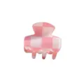 Dettaglio molletta capelli in acrilico quadri rosa, mini clip carina per lo styling. - Rosa