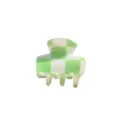 Molletta per capelli in acrilico a scacchi verdi e bianchi, formato compatto, perfetta per la frangia. - Verde