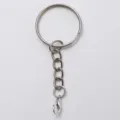 Porte-clés en métal argenté avec anneau, chaîne à quatre maillons et mousqueton pour DIY. - Argent