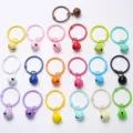 Bunter Metall-Schlüsselring mit kleiner Glocke, Süßigkeiten-Farbe DIY Taschenanhänger - 3cm Ring 14mm Glocke / Zufällige Mischfarben