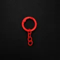 Red metal spring ring keychain with four link chain DIY jewelry accessories hardware - Spring Buckle with Four-Section Chain / Red